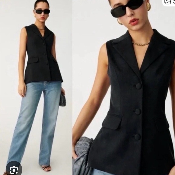 Reformation Black Sleeveless Blazer Top - Picture 3 of 4